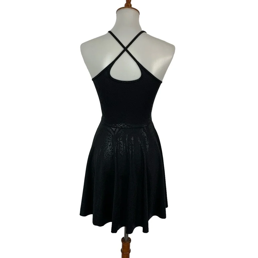 Blackmilk Women's Skater Dress Small Black Stretch Gothic Y2K Party Mini